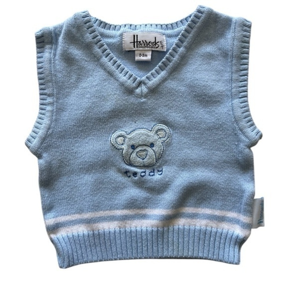 Harrods Blue Teddy Bear Knit Vest